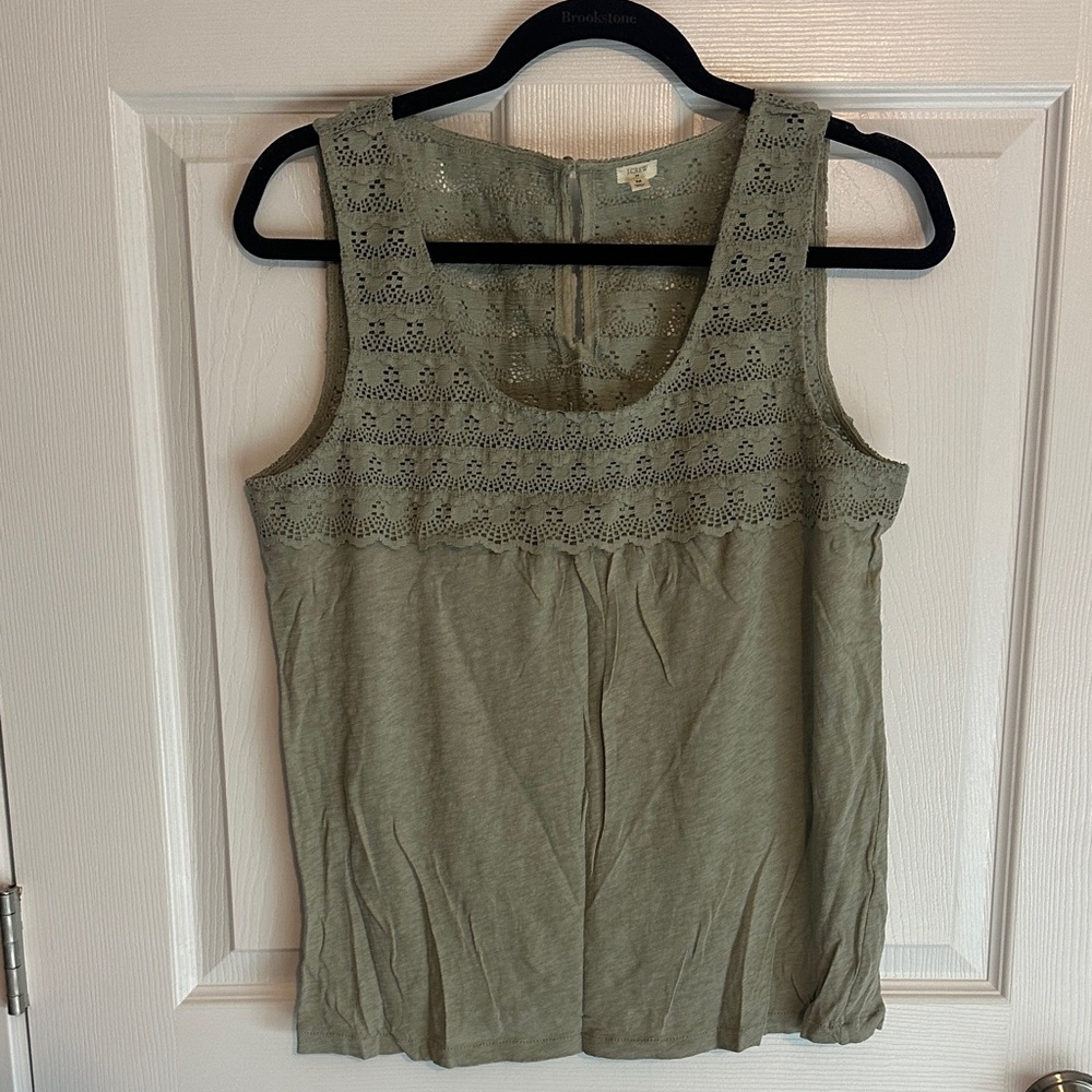 J. Crew Sage Green Lace Tank Top